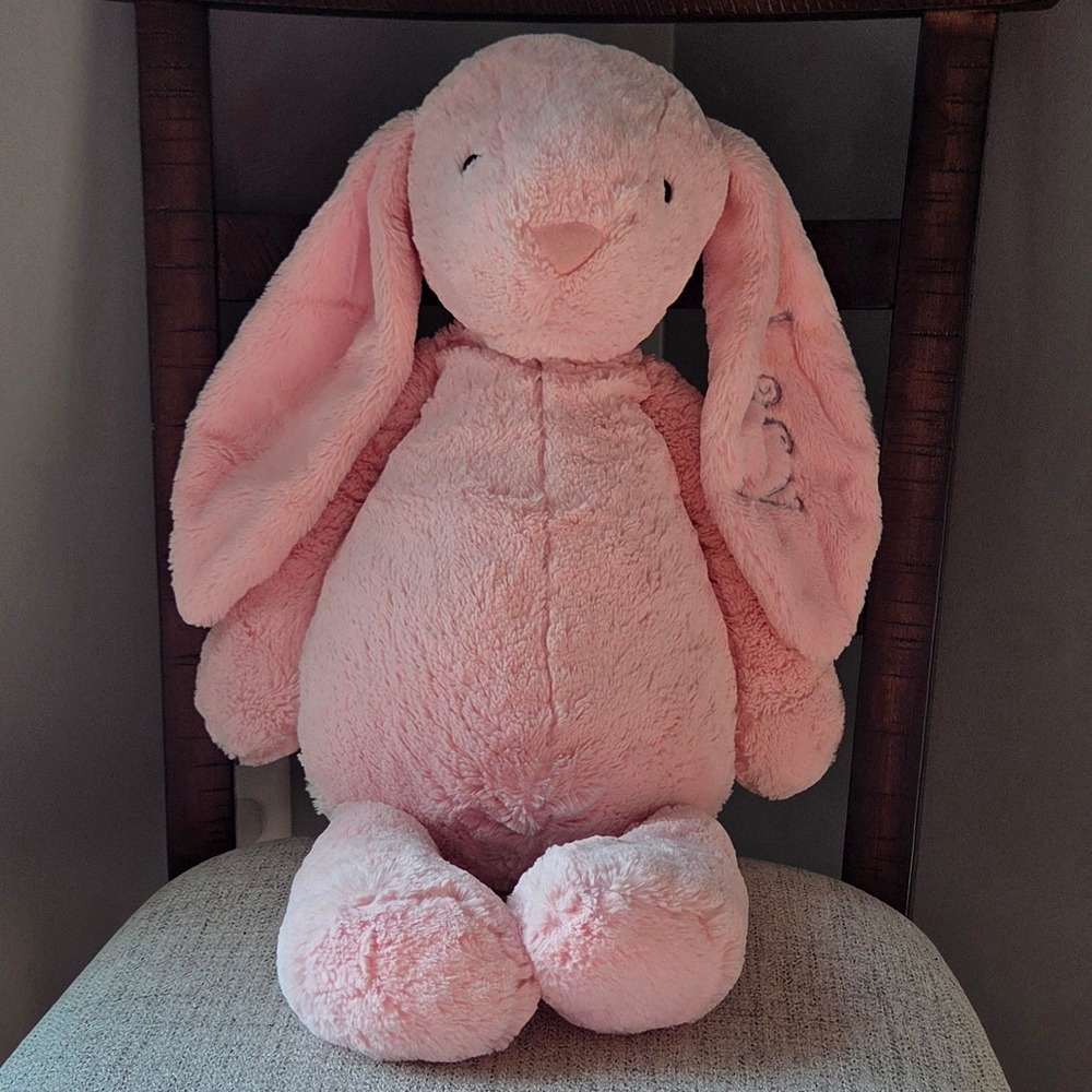 Jellycat Bashful Bunny Pink Plush Large Stuffed Animal Personalized Lacy 24in
